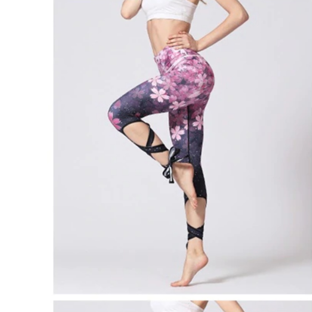 NWOT Floral Yoga Tie Pants